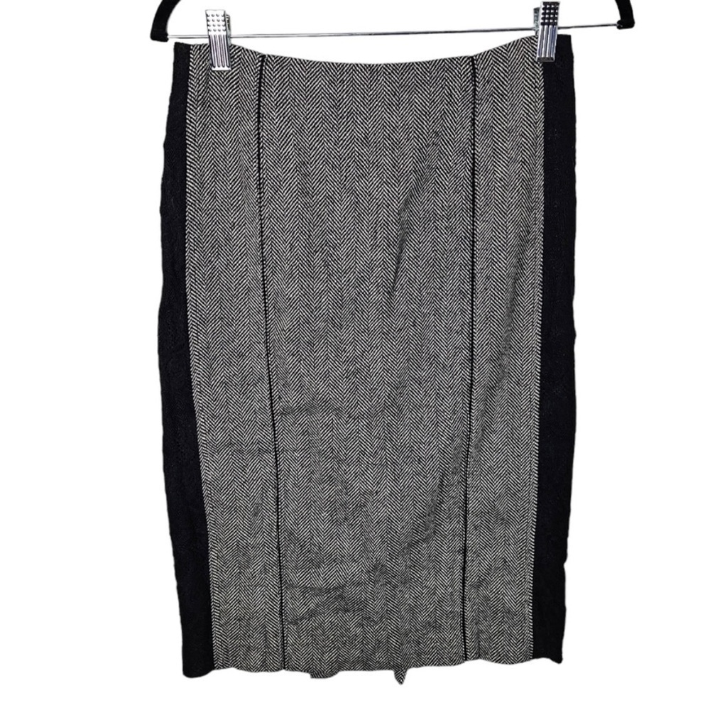 Marc Cain Herringbone Pencil Skirt Lace Side Stripes
